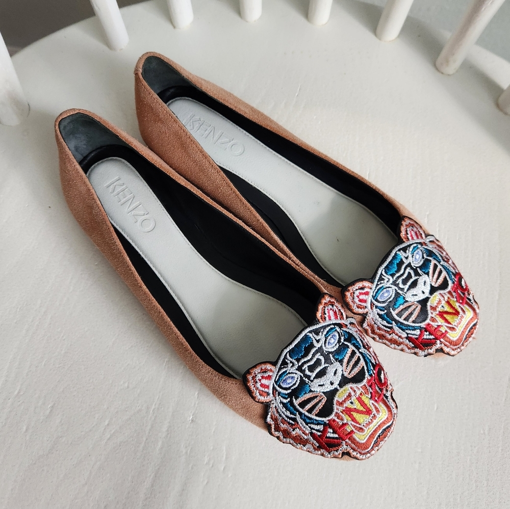 Kenzo peach suede ballet flats FR 36 US 6.5